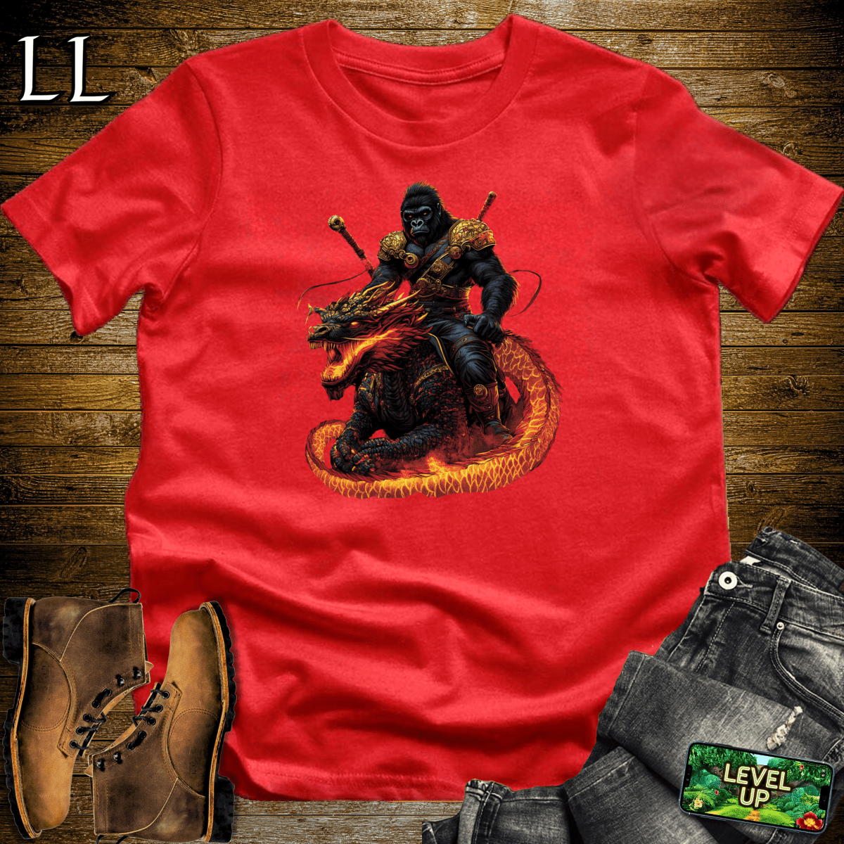 Dragon Rider Gorilla Softstyle Tee - Red - LegacyLayers
