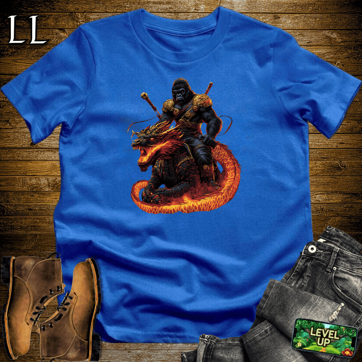 Dragon Rider Gorilla Softstyle Tee - Royal - LegacyLayers