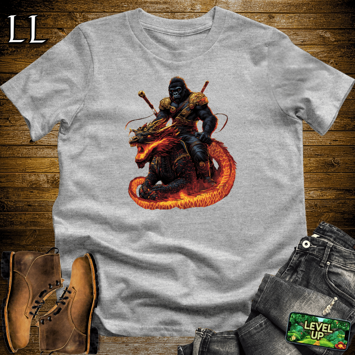 Dragon Rider Gorilla Softstyle Tee - Sport Grey - LegacyLayers