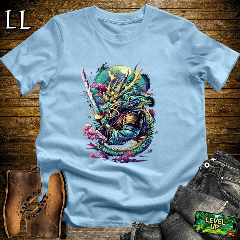 Dragon Samurai Softstyle Tee - Light Blue - LegacyLayers