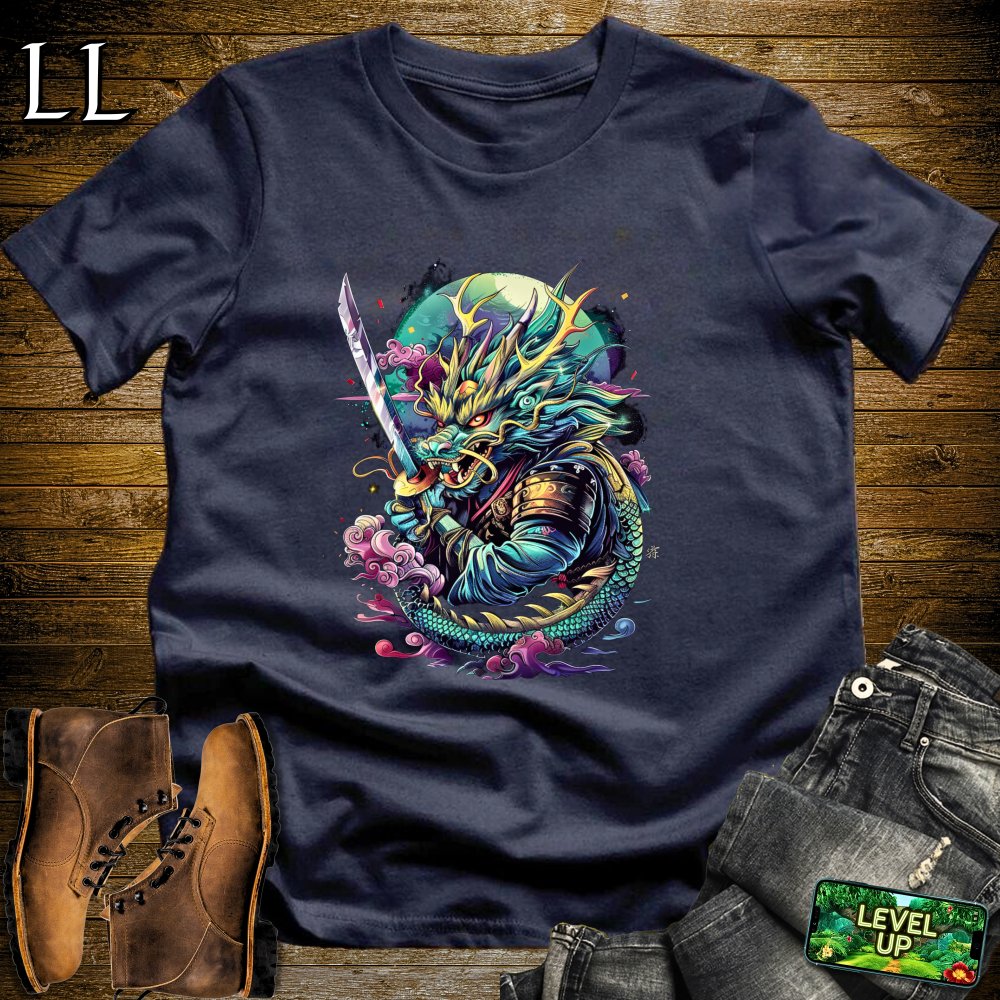 Dragon Samurai Softstyle Tee - Navy - LegacyLayers