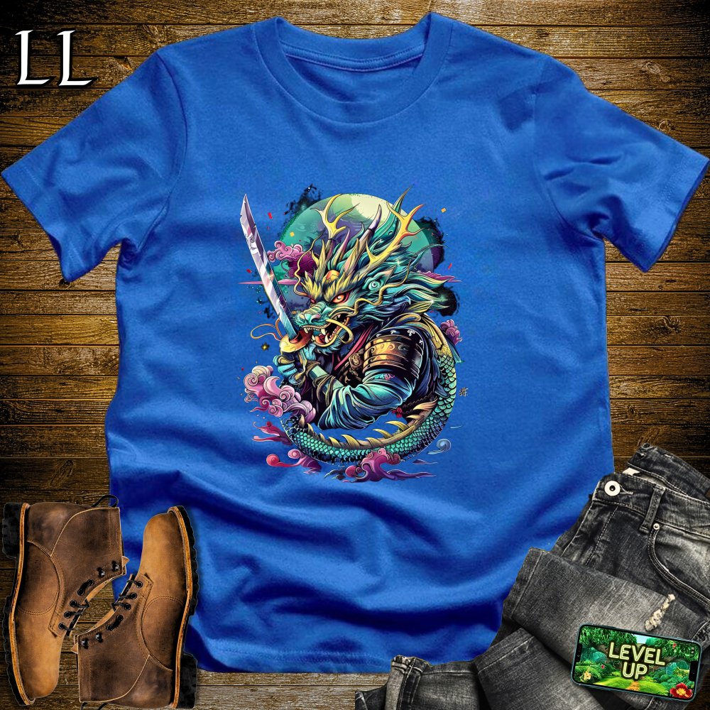 Dragon Samurai Softstyle Tee - Royal - LegacyLayers