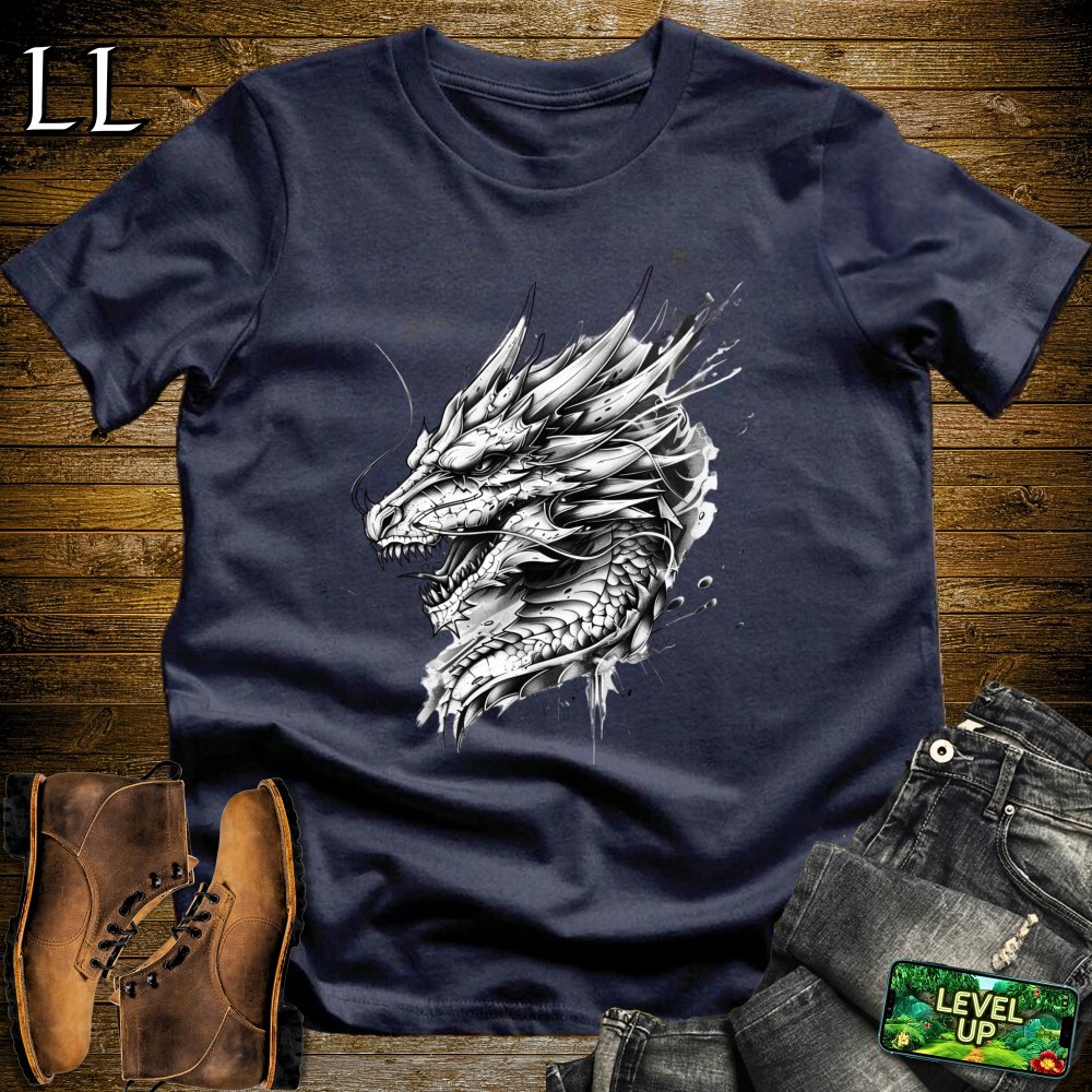 Dragon Sketch Softstyle Tee - Navy - LegacyLayers