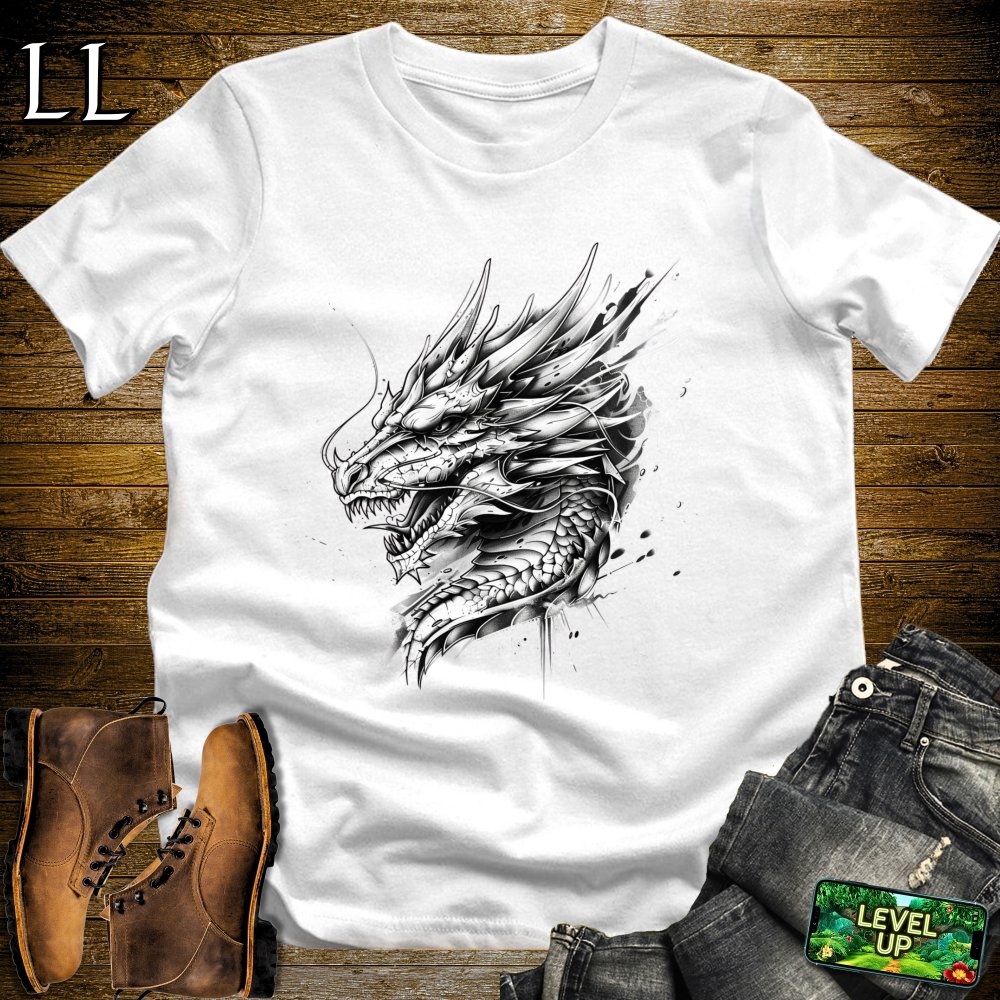 Dragon Sketch Softstyle Tee - White - LegacyLayers