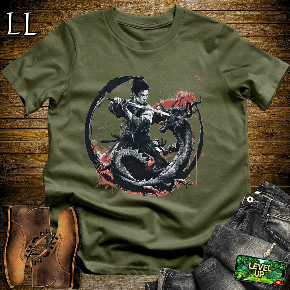 Dragon Slayer Samurai Softstyle Tee - Military Green - LegacyLayers