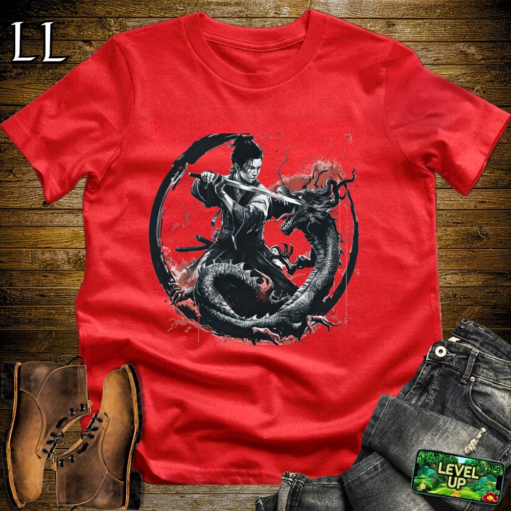 Dragon Slayer Samurai Softstyle Tee - Red - LegacyLayers