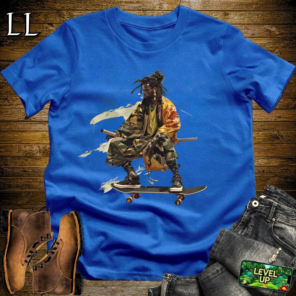African DreadLocks Skateboard Samurai Royal | African Warrior Tee
