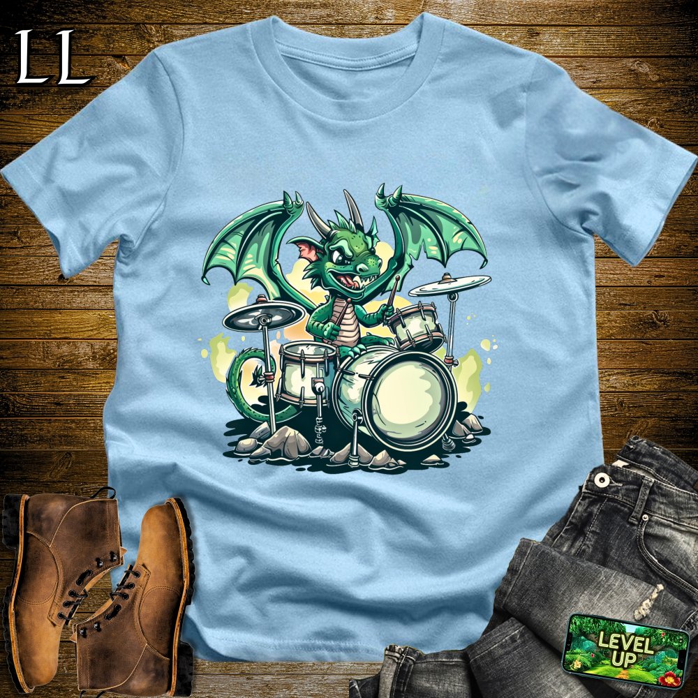 Drummer Dragon Softstyle Tee - Light Blue - LegacyLayers