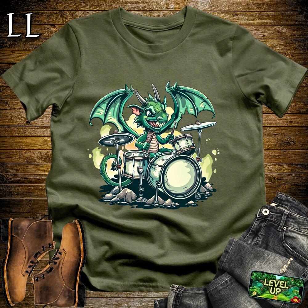 Drummer Dragon Softstyle Tee - Military Green - LegacyLayers