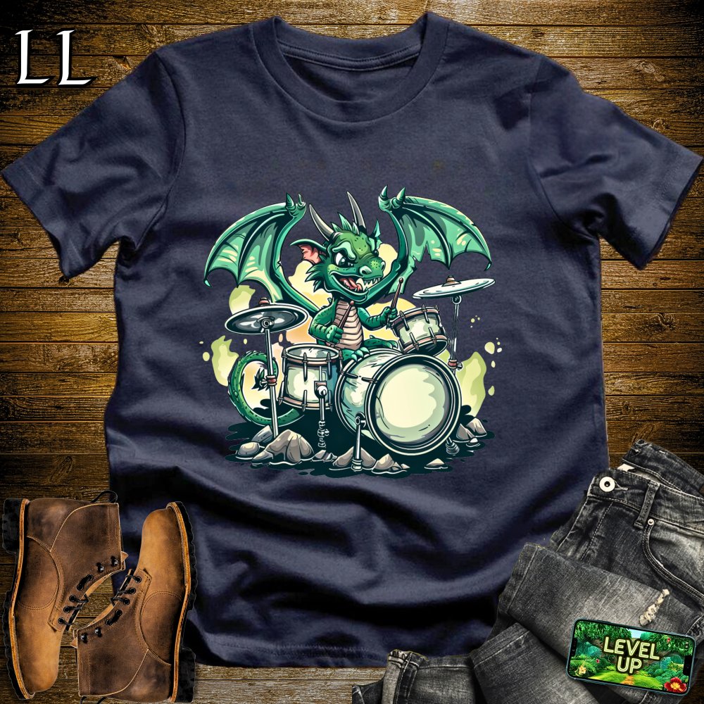 Drummer Dragon Softstyle Tee - Navy - LegacyLayers