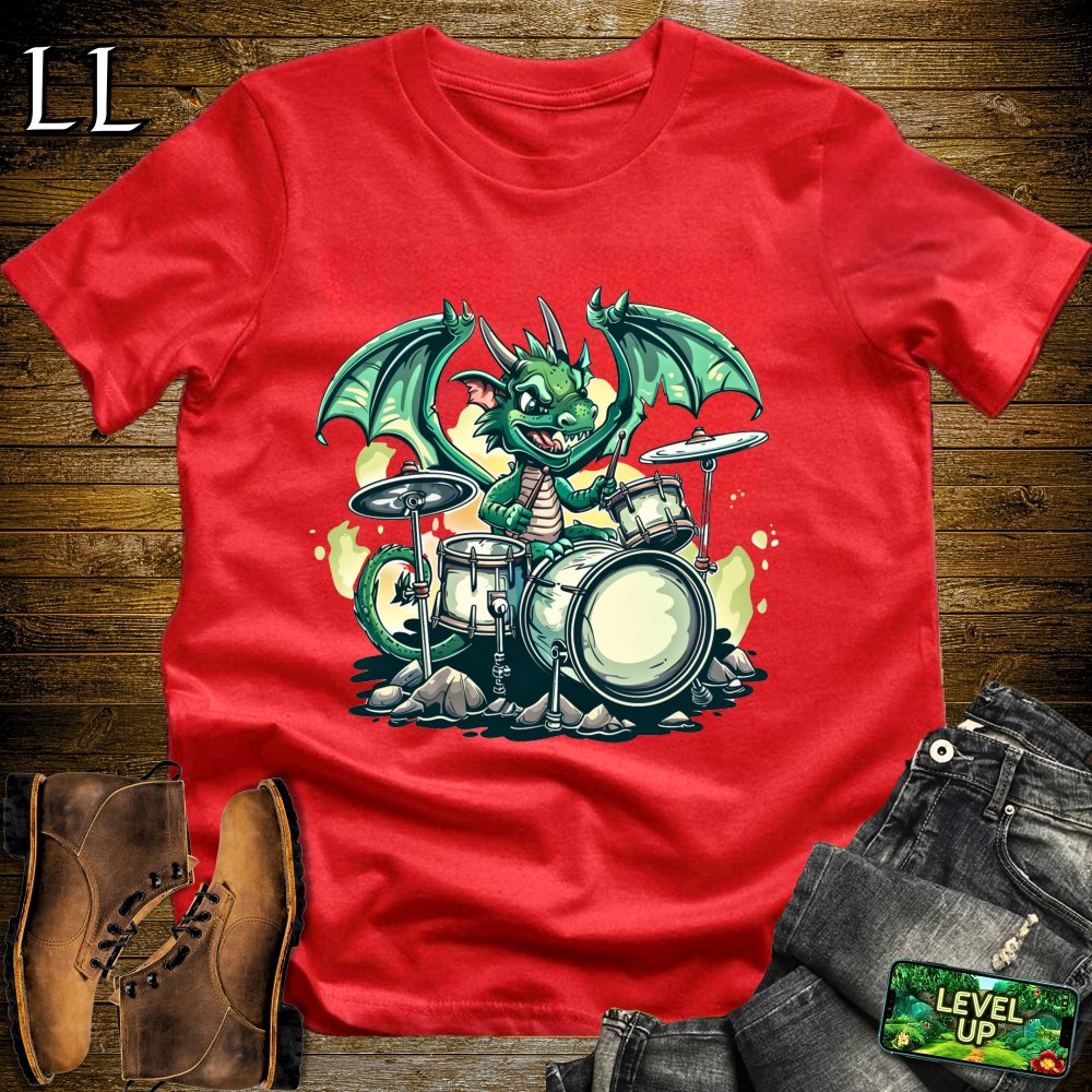 Drummer Dragon Softstyle Tee - Red - LegacyLayers