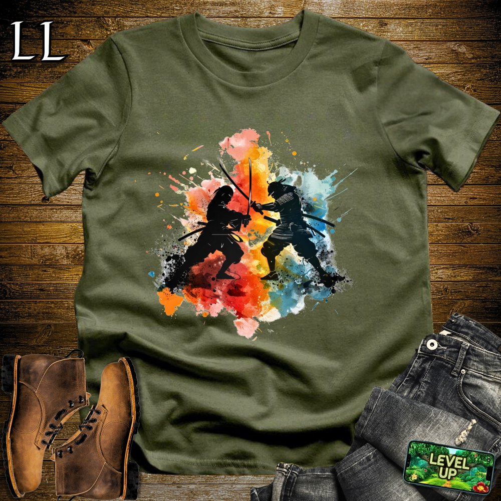 Dueling Samurai Softstyle Tee - Military Green - LegacyLayers