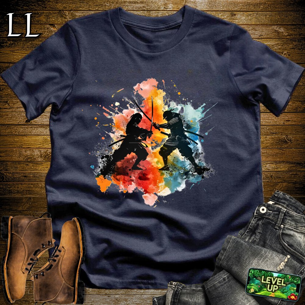 Dueling Samurai Softstyle Tee - Navy - LegacyLayers