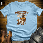 Easily Distracted by Cigars and Bourbon 1 T-Shirt Light Blue | Cigar And Bourbon Tee