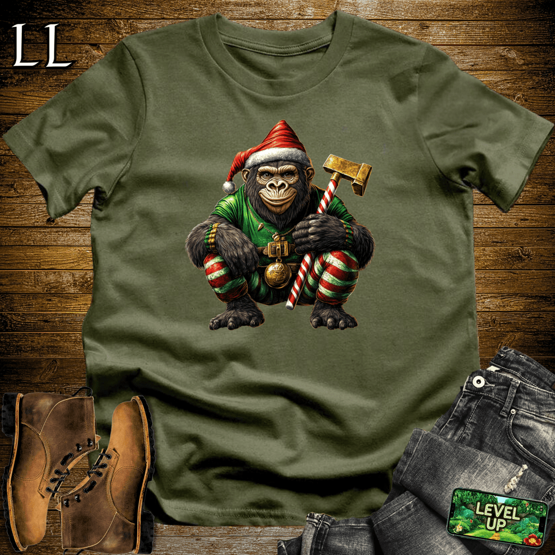 Elf Gorilla Softstyle Tee - Military Green - LegacyLayers