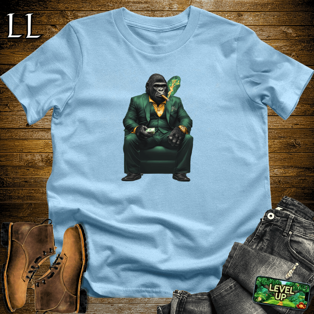 Emerald Boss Cigar Gorilla Light Blue | Gorilla Graphic Tee