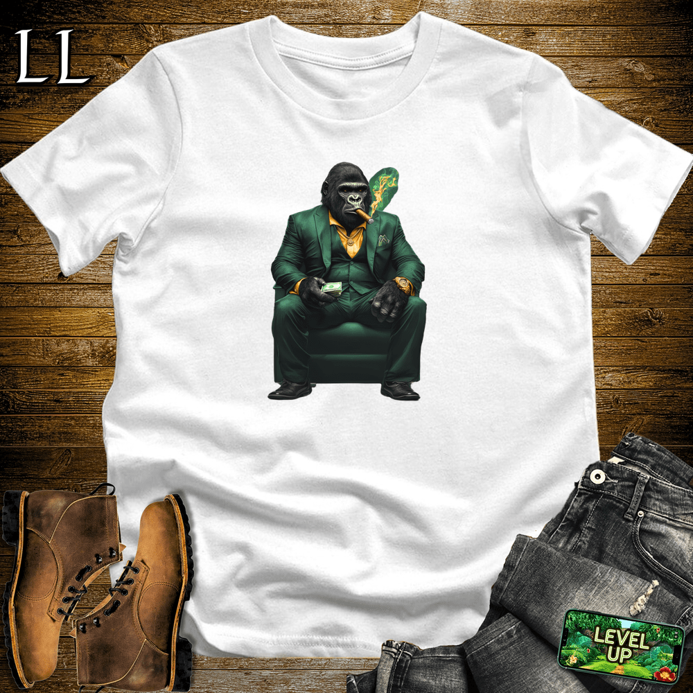 Emerald Boss Cigar Gorilla White | Gorilla Graphic Tee