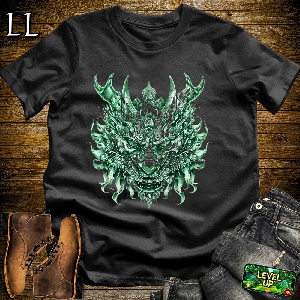 Emerald Dragon Mask Softstyle Tee - Black - LegacyLayers