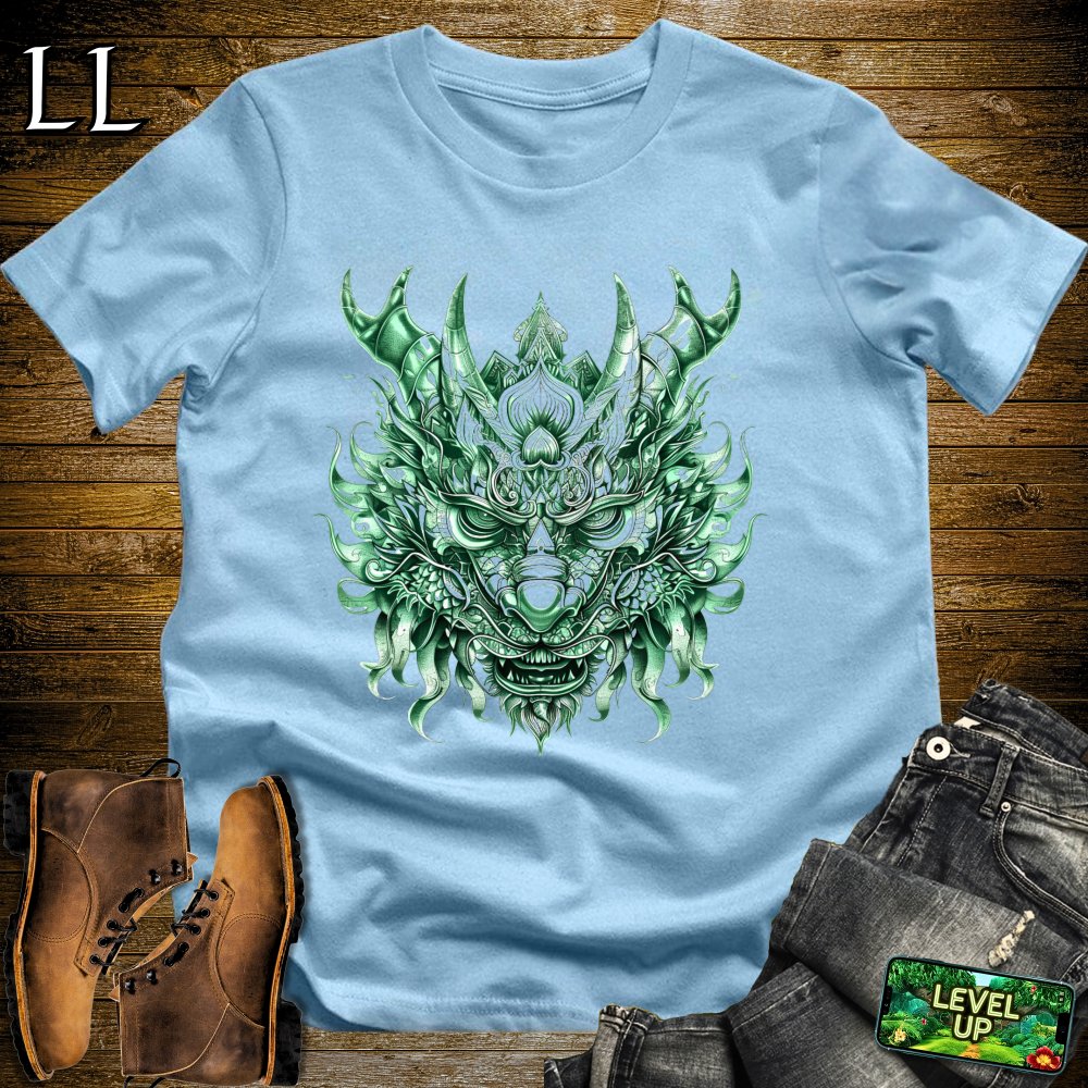 Emerald Dragon Mask Softstyle Tee - Light Blue - LegacyLayers