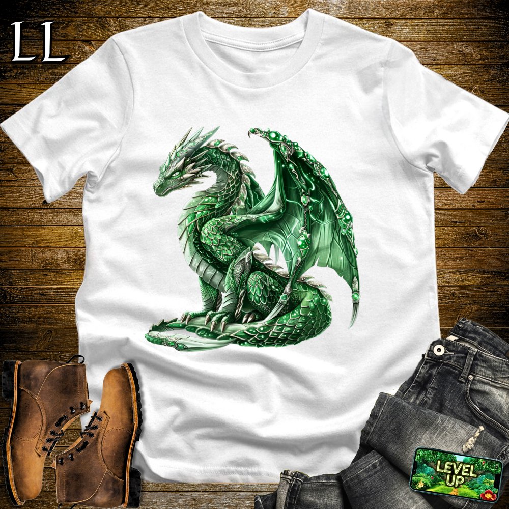 Emerald Dragon Softstyle Tee - White - LegacyLayers