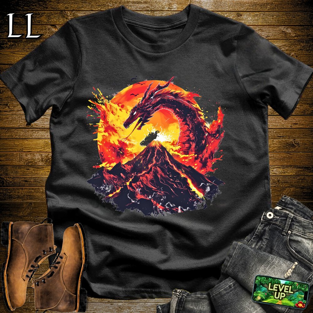 Erupting Volcano Dragon Softstyle Tee - Black - LegacyLayers