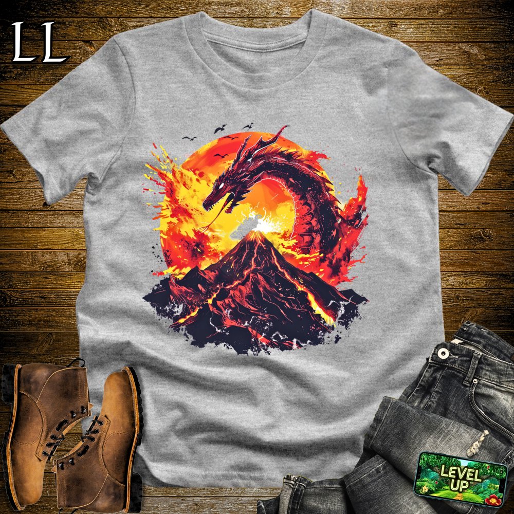 Erupting Volcano Dragon Softstyle Tee - Sport Grey - LegacyLayers