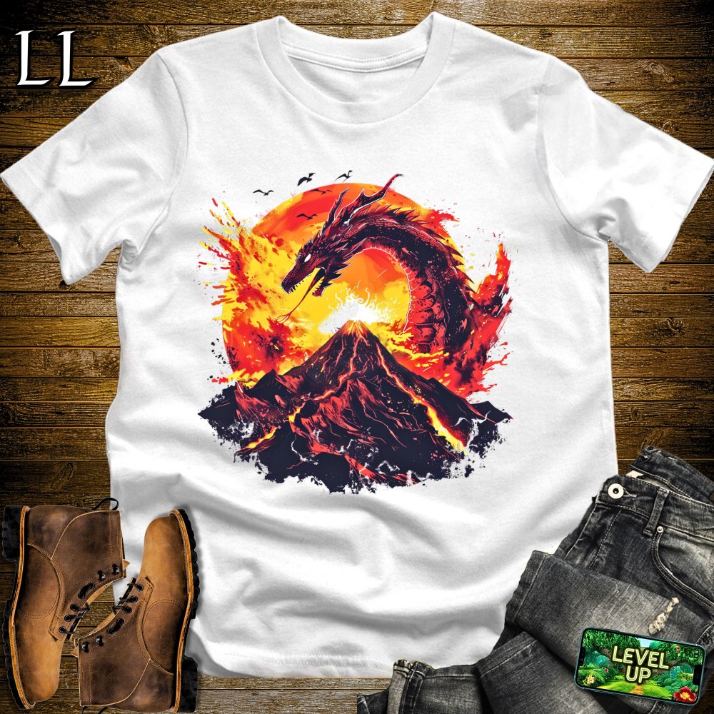 Erupting Volcano Dragon Softstyle Tee - White - LegacyLayers