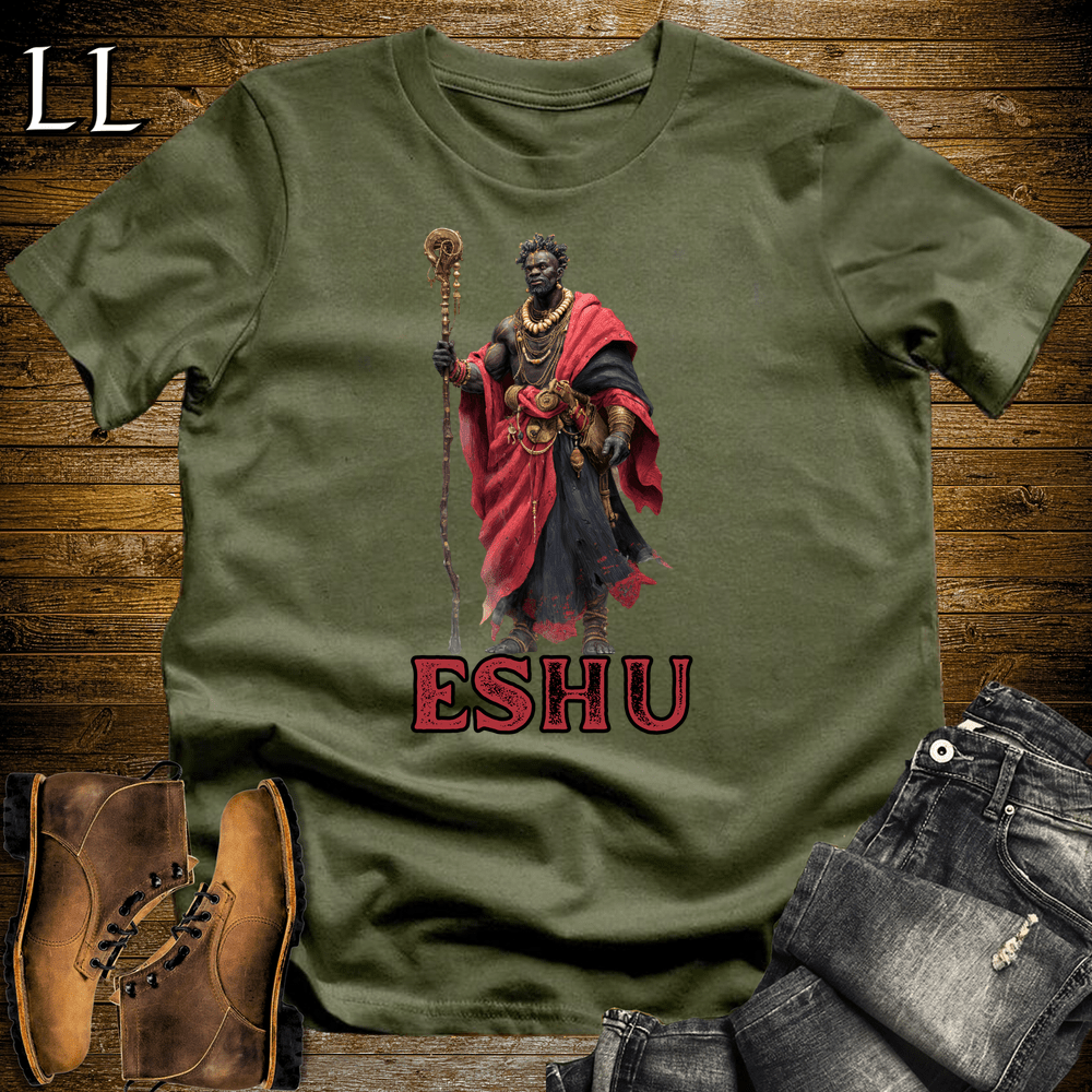 Eshu African God Softstyle Tee - Military Green - LegacyLayers