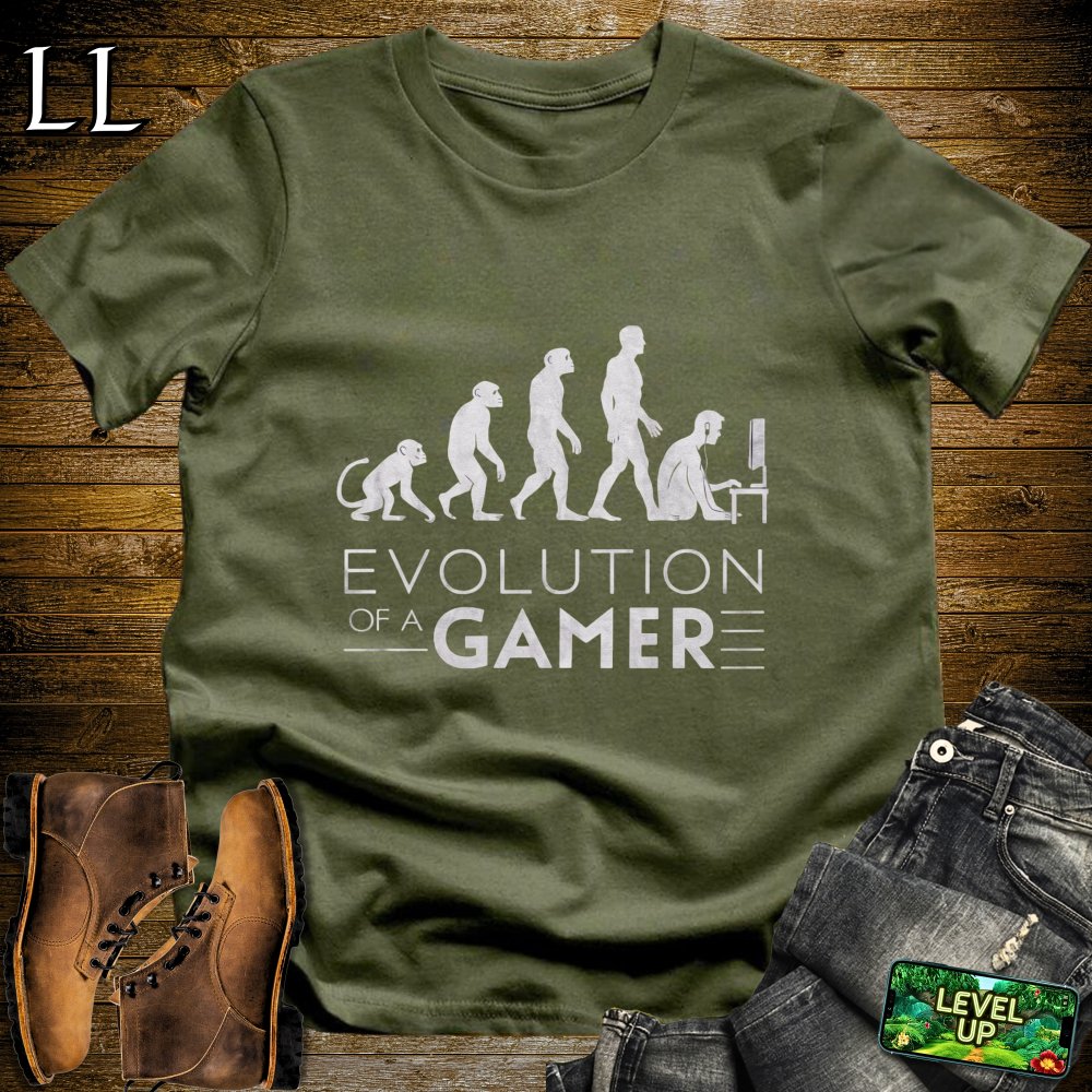 Evolution Of A Gamer Softstyle Tee - Military Green - LegacyLayers