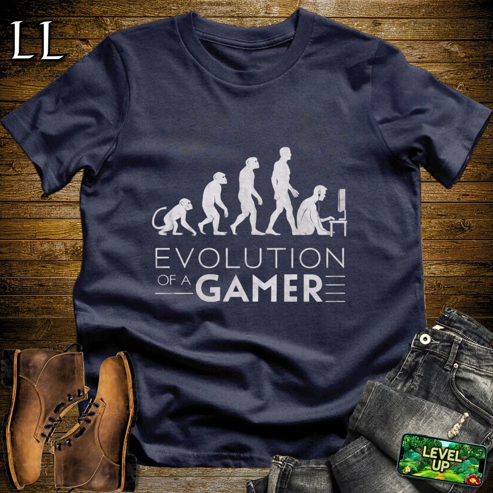 Evolution Of A Gamer Softstyle Tee - Navy - LegacyLayers