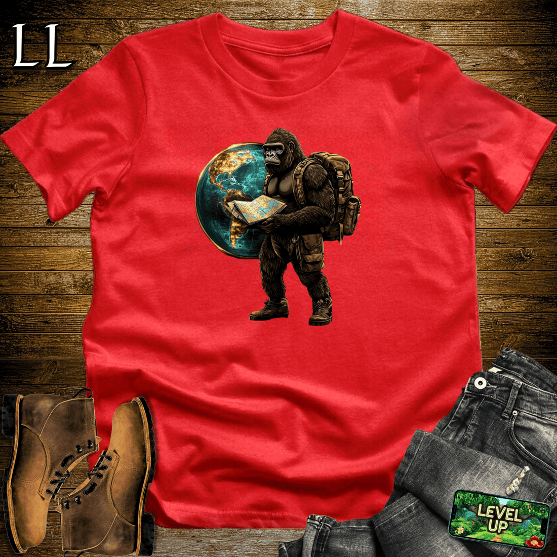 Explorer Gorilla Softstyle Tee - Red - LegacyLayers