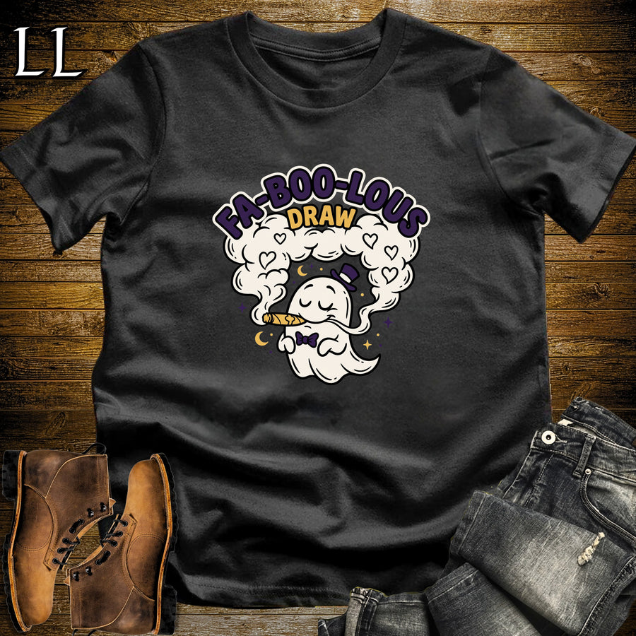 Fa-BOO-lous Draw Little Ghost Smoke Hearts Cigar T-Shirt Black | Little Ghost Cigar Shirt