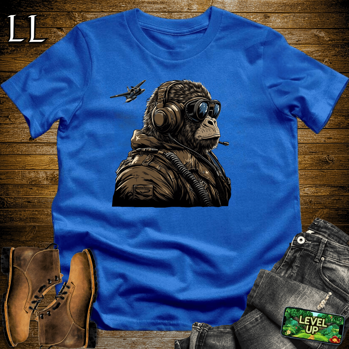 Fighter Pilot Gorilla Softstyle Tee - Royal - LegacyLayers