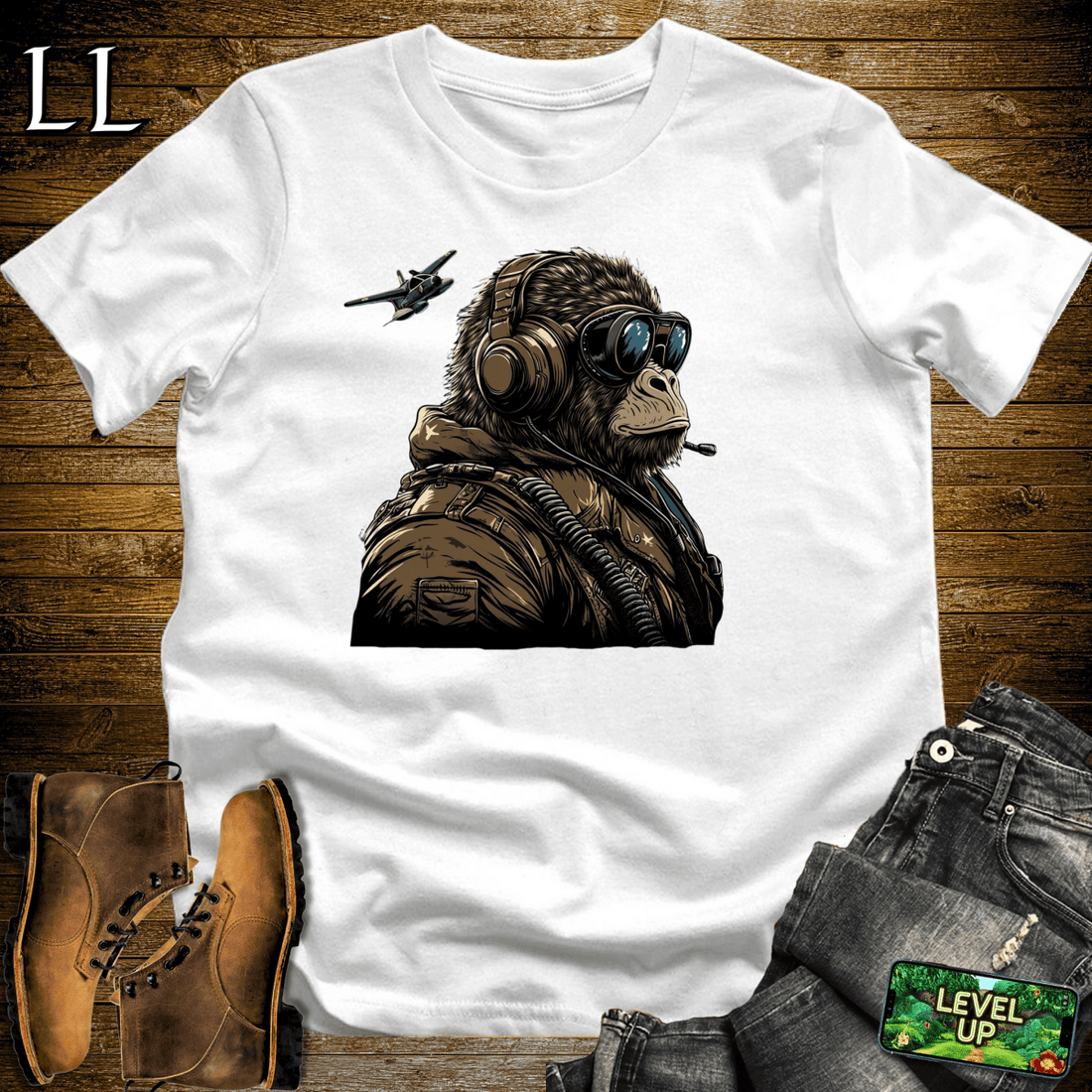Fighter Pilot Gorilla White | Aviation Shirt