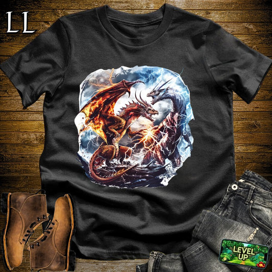 Fire Dragon vs Lightning Dragon Softstyle Tee - Black - LegacyLayers