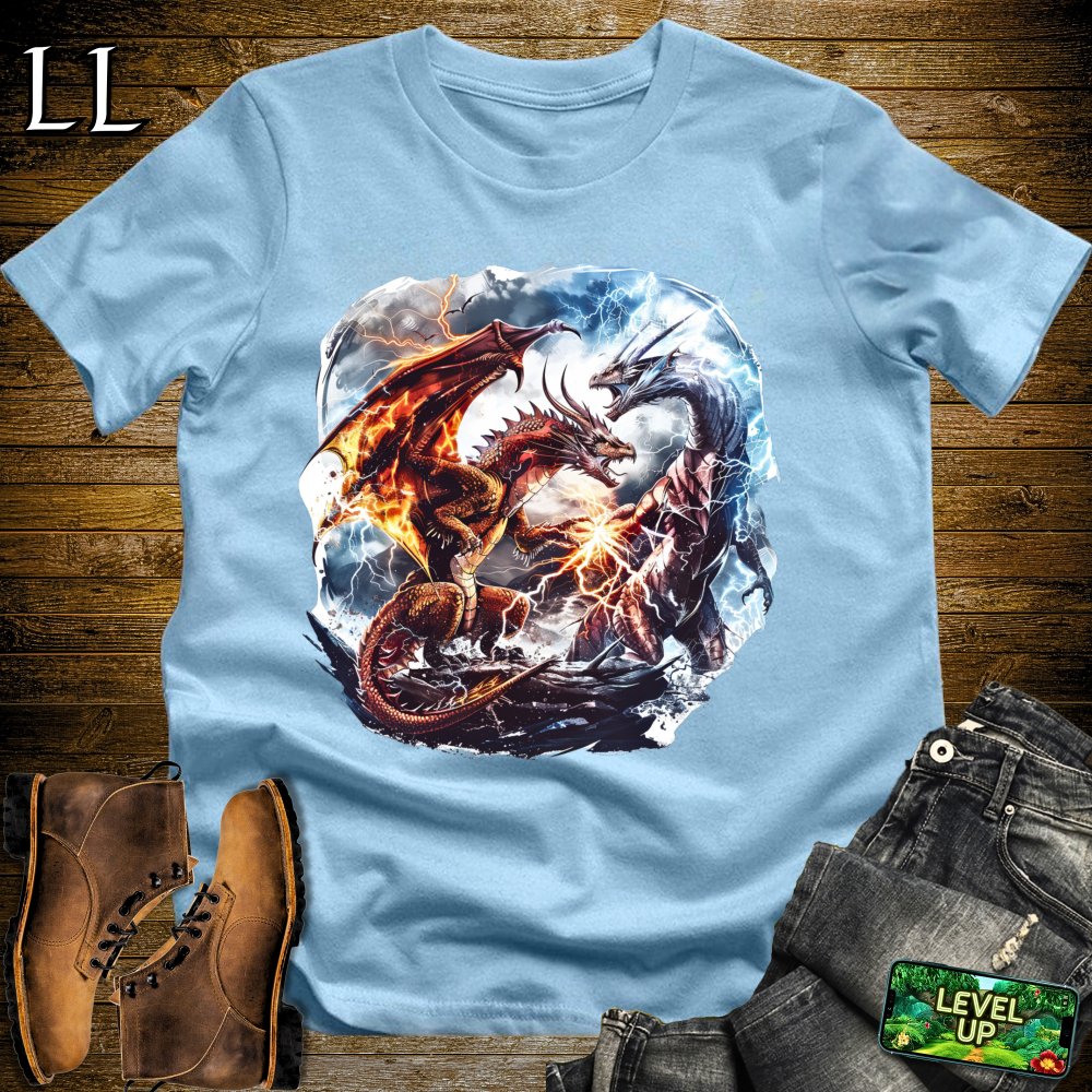 Fire Dragon vs Lightning Dragon Softstyle Tee - Light Blue - LegacyLayers