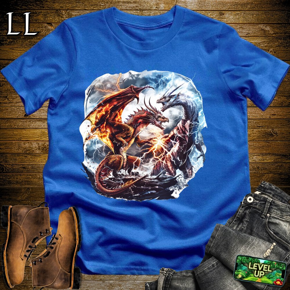 Fire Dragon vs Lightning Dragon Softstyle Tee - Royal - LegacyLayers