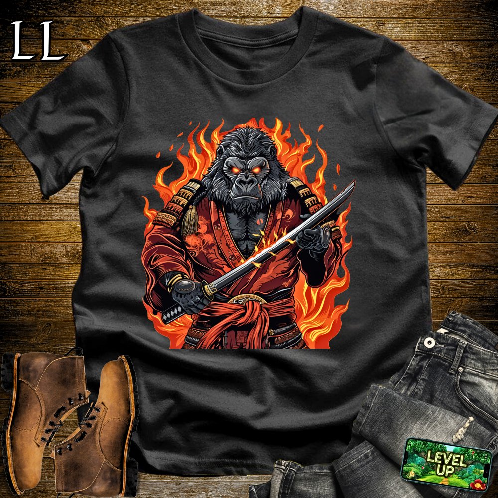 Fire Gorilla Samurai White | Intense Warrior Tee