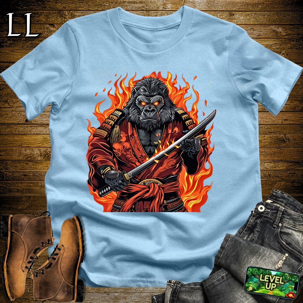 Fire Gorilla Samurai Softstyle Tee - Light Blue - LegacyLayers