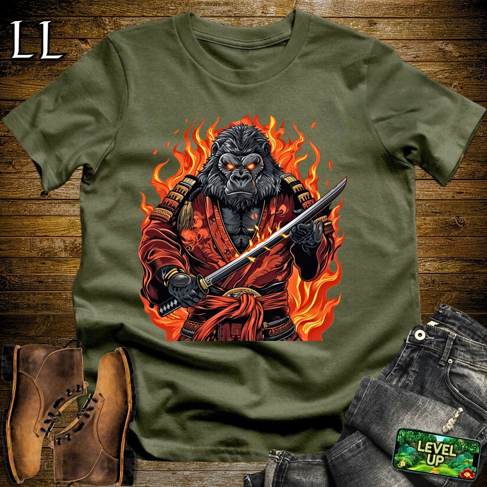 Fire Gorilla Samurai Softstyle Tee - Military Green - LegacyLayers