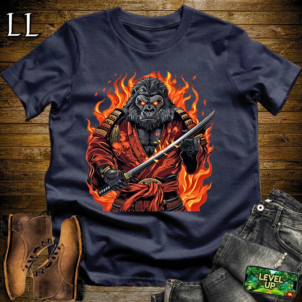 Fire Gorilla Samurai Softstyle Tee - Navy - LegacyLayers