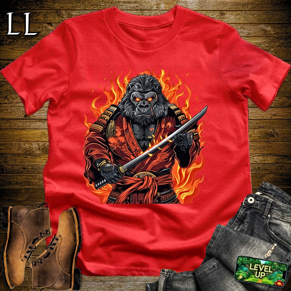 Fire Gorilla Samurai Softstyle Tee - Red - LegacyLayers