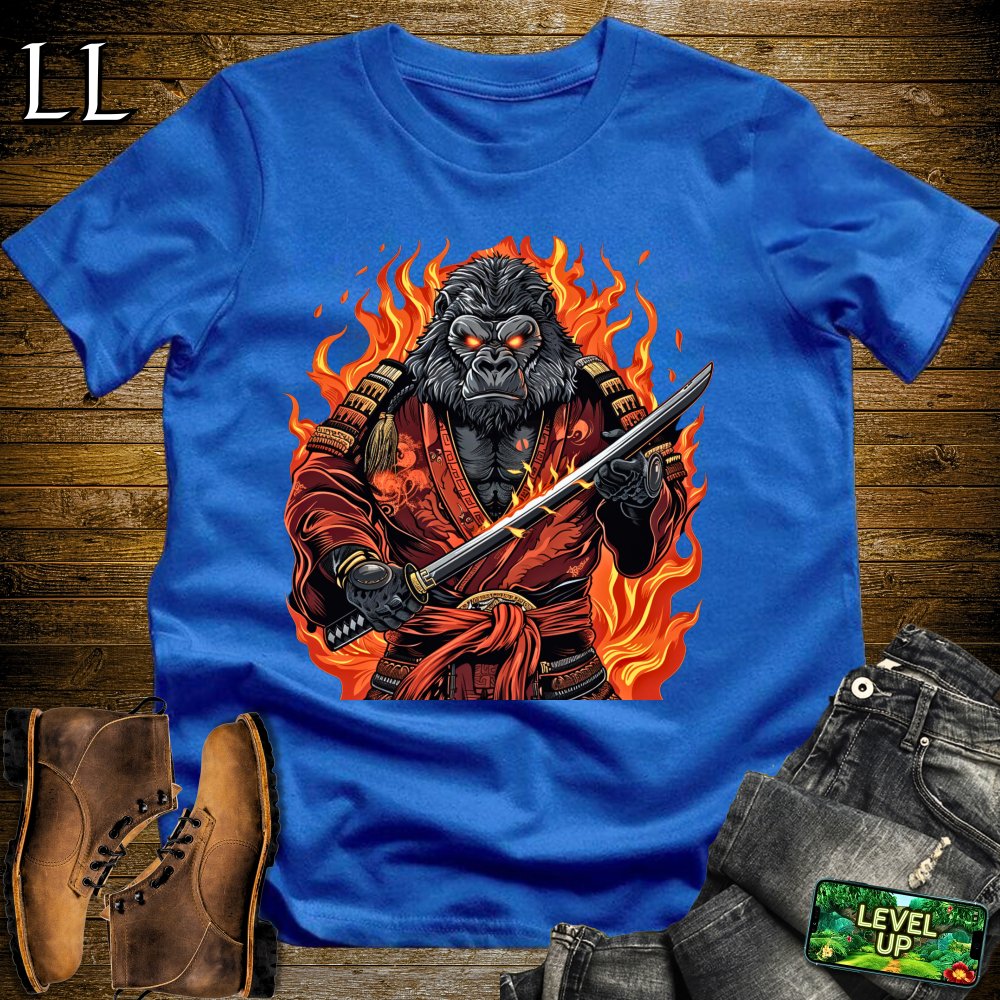 Fire Gorilla Samurai Light Blue | Intense Warrior Tee