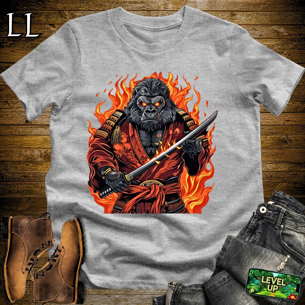 Fire Gorilla Samurai Softstyle Tee - Sport Grey - LegacyLayers