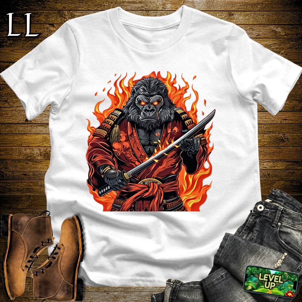 Fire Gorilla Samurai Softstyle Tee - White - LegacyLayers