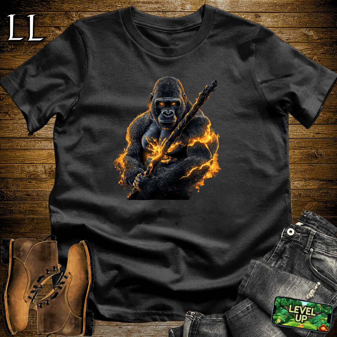 Fire Gorilla Softstyle Tee Black | Wildfire Shirt