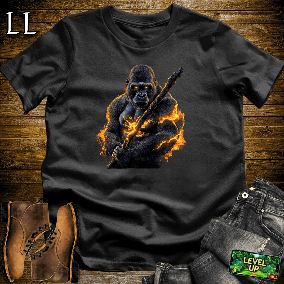 Fire Gorilla Softstyle Tee - Black - LegacyLayers
