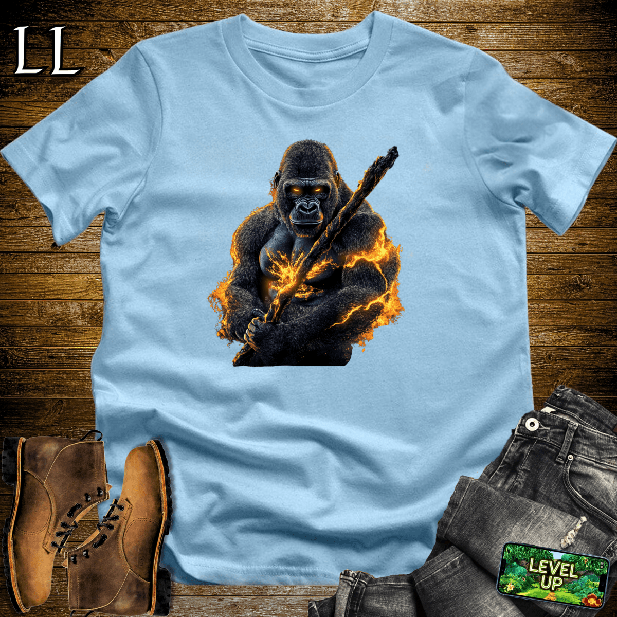 Fire Gorilla Softstyle Tee Light Blue | Wildfire Shirt