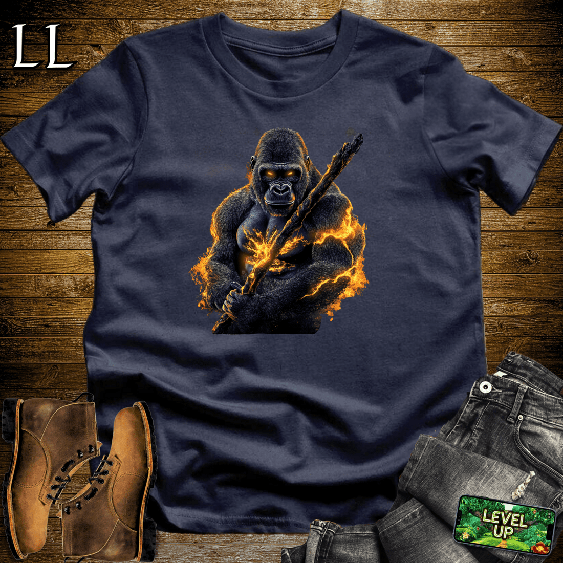 Fire Gorilla Softstyle Tee Navy | Wildfire Shirt