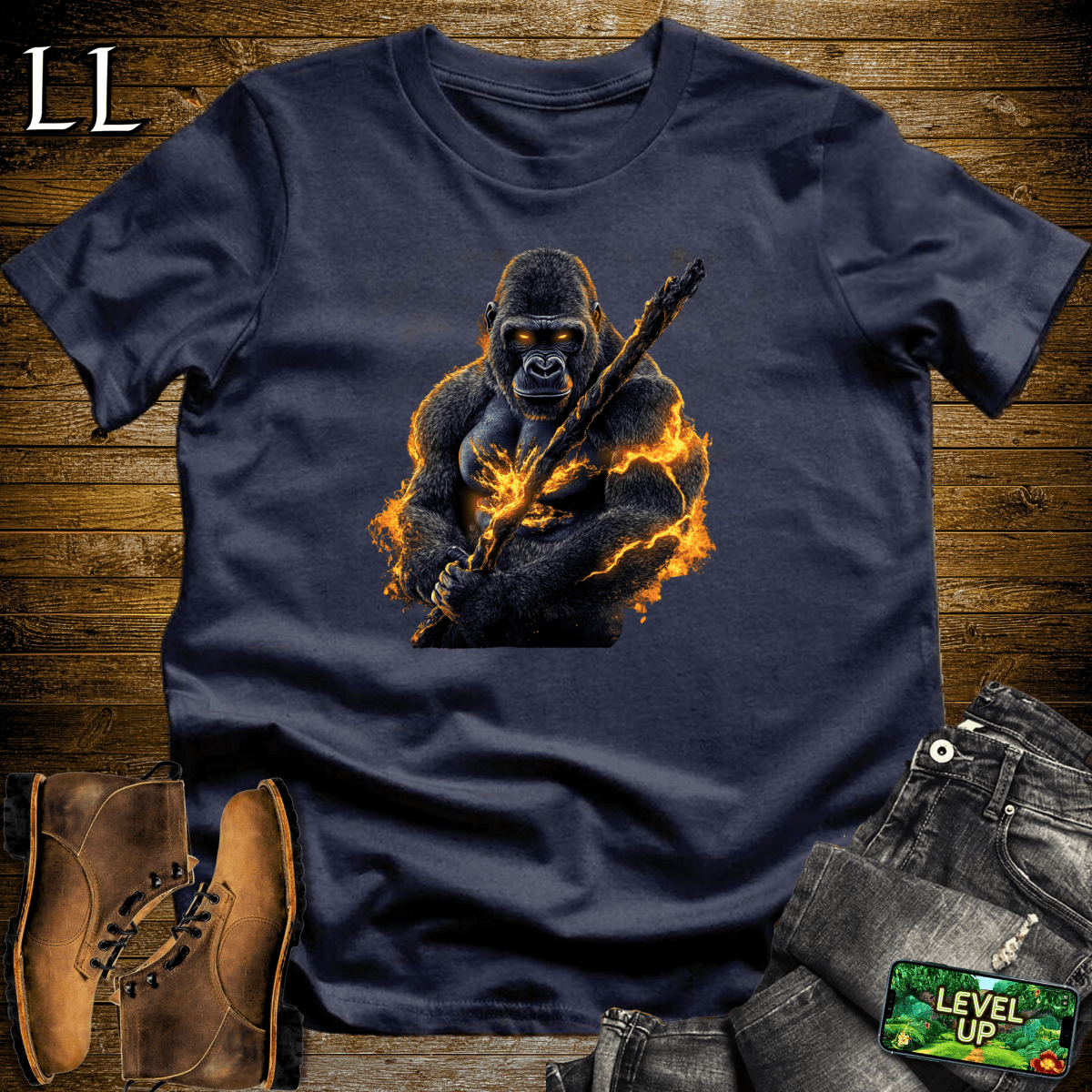 Fire Gorilla Softstyle Tee Navy | Wildfire Shirt